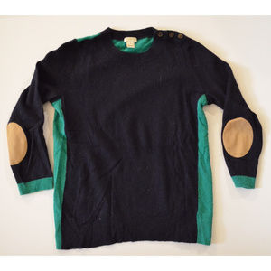 J Crew colorblock elbow patch 3/4 sleeve sweater
